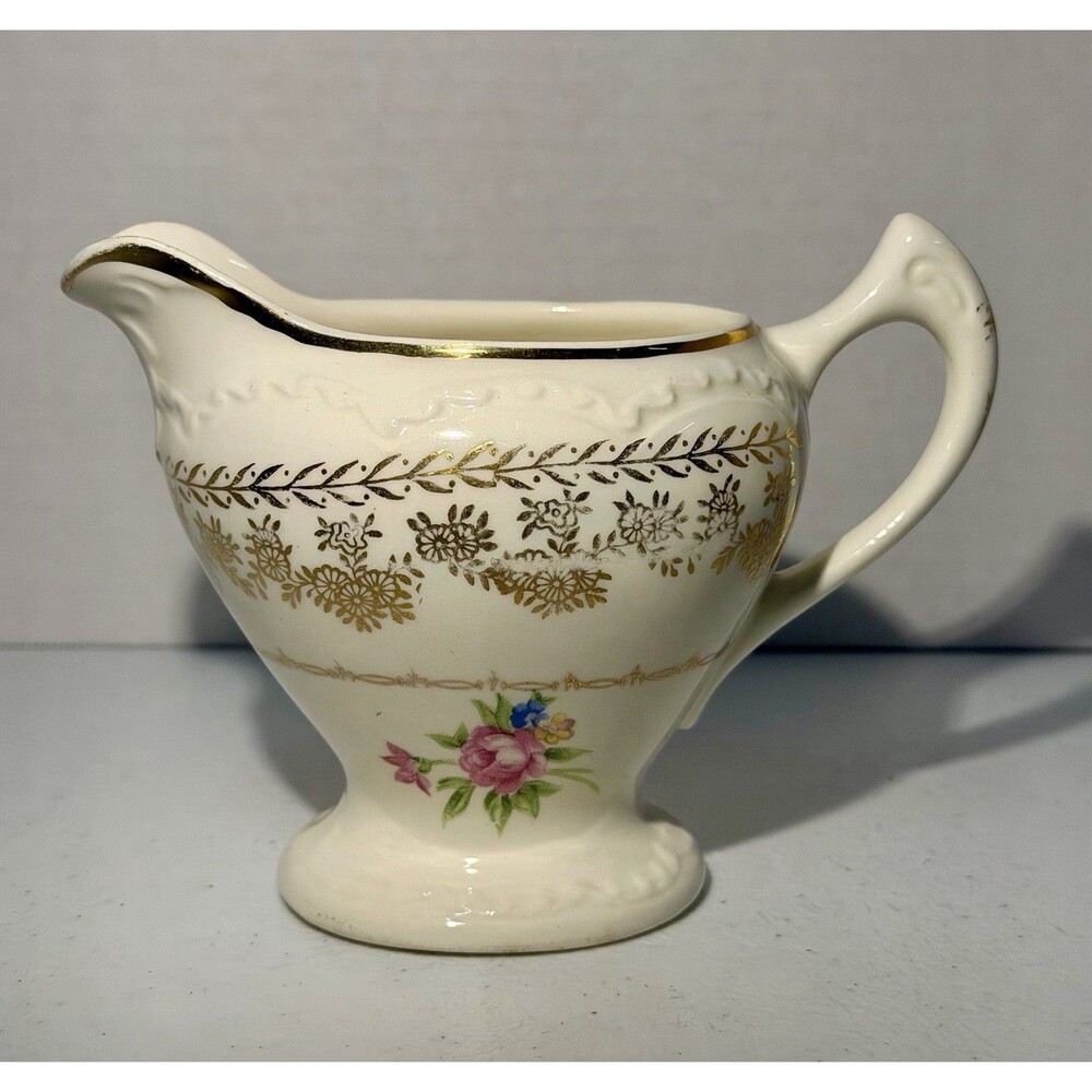 VINTAGE (FLORAL) CREAMER BY STETSON CHINA CO. 22KT GOLD Creamer Pink flowers